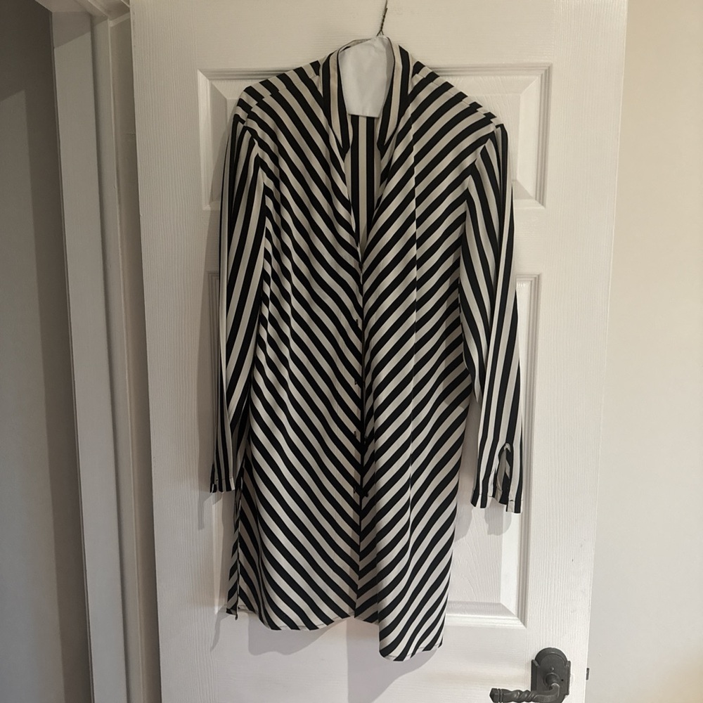 Escada Black and White Striped Blouse